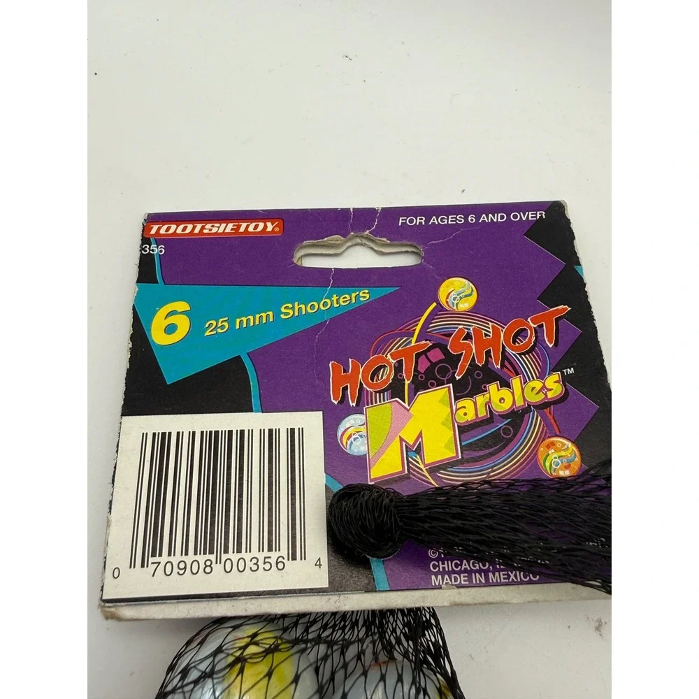 Vtg Tootsietoy Hot Shot Marbles 6 Count 25mm Shooters Vintage 1995 New Packaging